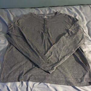 Express Charcoal Heather Henley Long Sleeve Top